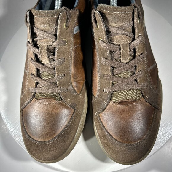 ECCO Mens Shoes Size 12 Suede Leather Sneakers Comfort Casual Brown Blue Lace Up - Picture 4 of 12
